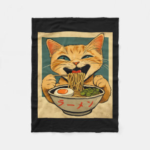 Funny Ginger Cat Ramen Japanisch Kawaii Anime Cat  Fleecedecke