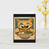 Funny Ginger Cat Ramen Japanisch Kawaii Anime Cat  Karte (Gelbe Blume)