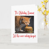 Funny Ginger Fat Cat Eating Burgen Weihnachten Karte (Gelbe Blume)