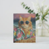 Funny Ginger Kitty in Sonnenbrille Postkarte (Stehend Vorderseite)