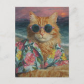 Funny Ginger Kitty in Sonnenbrille Postkarte (Vorderseite)