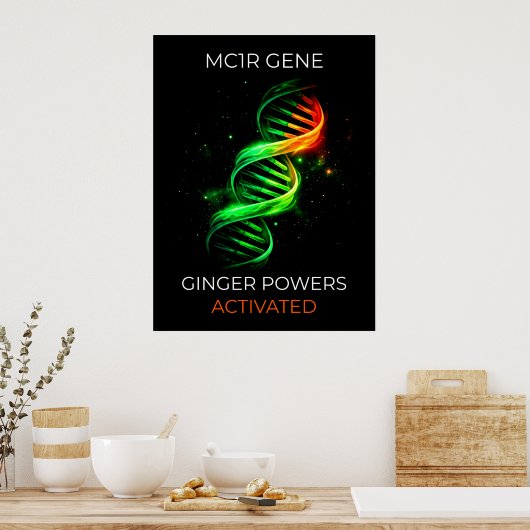 Funny Ginger Powers Activated Redhead DNA Wall Art Poster (Küche)