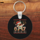 Funny Gingerbread 67 Ice Cream Drip Christmas Ugly Schlüsselanhänger (Vorderseite)