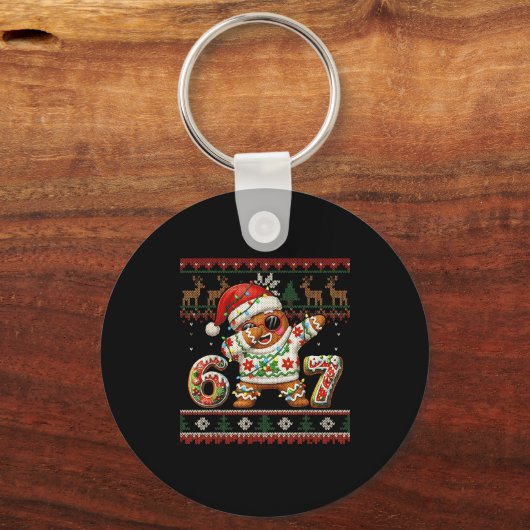 Funny Gingerbread 67 Ice Cream Drip Christmas Ugly Schlüsselanhänger (Vorderseite)