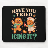 Funny Gingerbread Christmas Pun Have You Tried Ici Mousepad (Vorne)