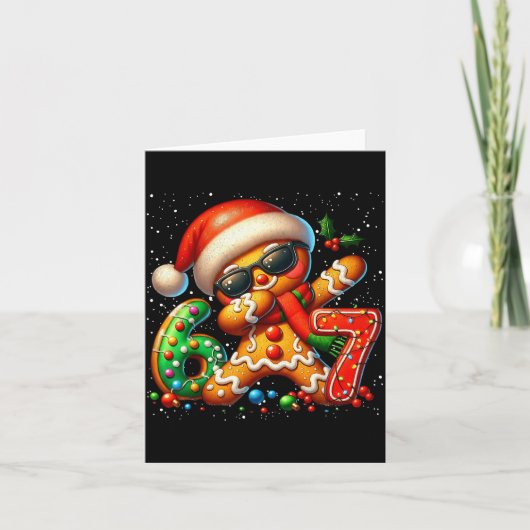 Funny Gingerbread Dabbing Six Seven 67 Meme Christ Karte (Vorderseite)