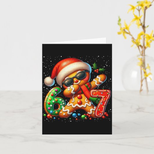 Funny Gingerbread Dabbing Six Seven 67 Meme Christ Karte (Gelbe Blume)
