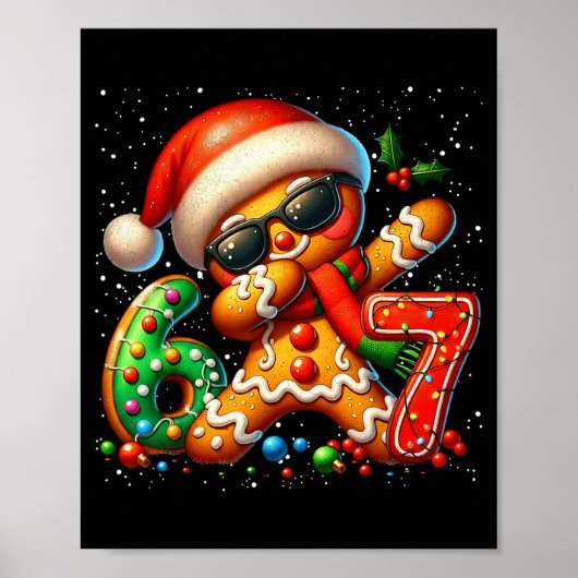 Funny Gingerbread Dabbing Six Seven 67 Meme Christ Poster (Vorne)