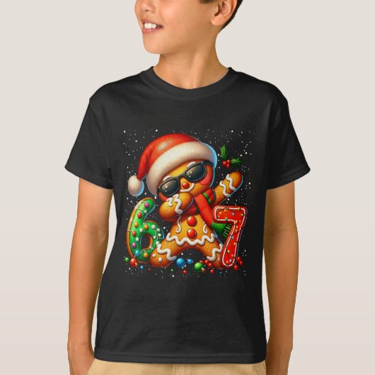 Funny Gingerbread Dabbing Six Seven 67 Meme Christ T-Shirt (Vorderseite)