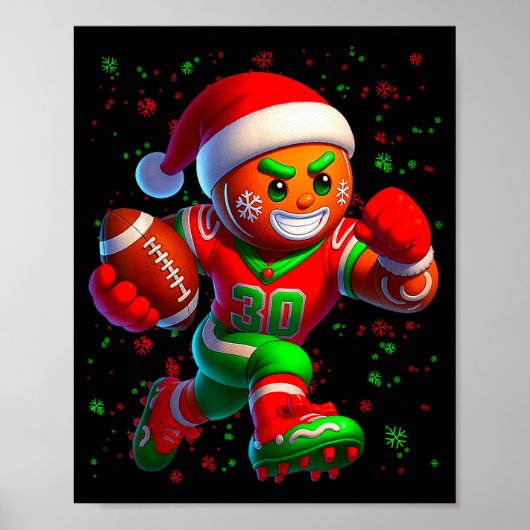 Funny Gingerbread Football Snowflake Christmas Xma Poster (Vorne)