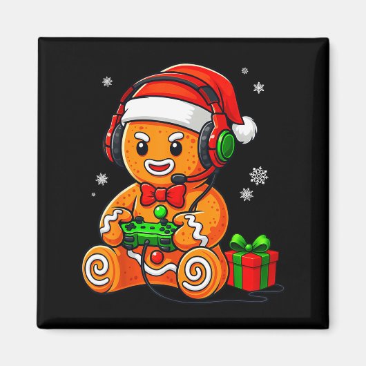 Funny Gingerbread Gaming Pjs Pajamas Christmas Xma Magnet (Vorne)