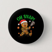 Funny Gingerbread Lacrosse Christmas Cookie Oh Sna Button (Vorderseite)