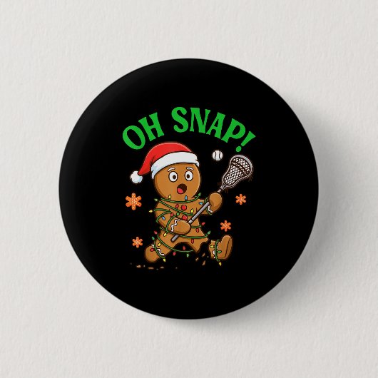 Funny Gingerbread Lacrosse Christmas Cookie Oh Sna Button (Vorderseite)