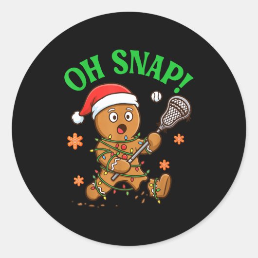 Funny Gingerbread Lacrosse Christmas Cookie Oh Sna Runder Aufkleber (Vorderseite)