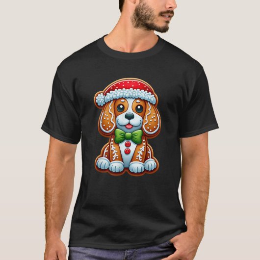 Funny Gingerbread Man Beagle Christmas Dog Womens T-Shirt (Vorderseite)
