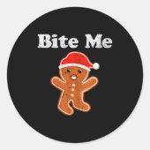 Funny Gingerbread Man Bite Me Christmas Cookie Cos Runder Aufkleber (Vorderseite)