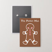 Funny Gingerbread Man Button (Vorderseite/Rückseite)