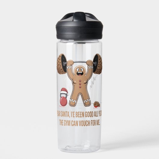Funny Gingerbread Man Christmas Gym Workout Trinkflasche (Vorderseite)