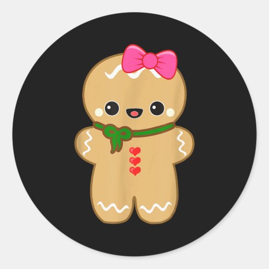 Funny Gingerbread Man Christmas Women & Girl T Runder Aufkleber (Vorderseite)