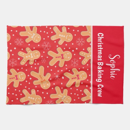 Funny Gingerbread man cookies custom Baking Crew Geschirrtuch (Horizontal)
