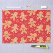 Funny Gingerbread Man Cookies Muster auf Red Seidenpapier (Handwerk)