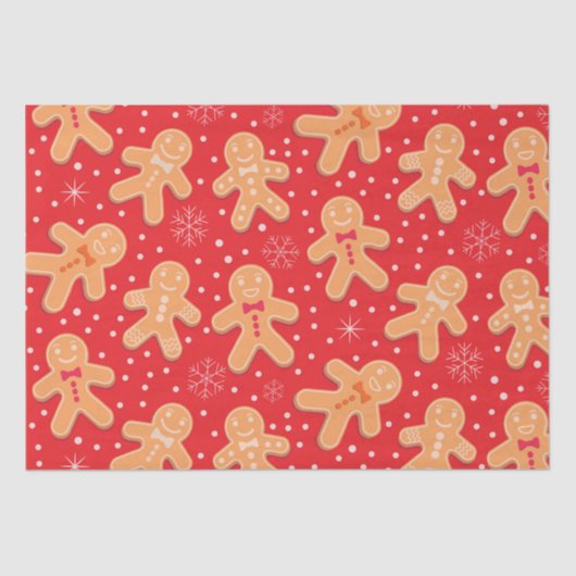Funny Gingerbread Man Cookies Muster auf Red Seidenpapier (Vorderseite)