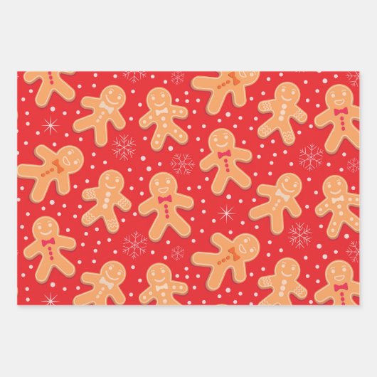 Funny Gingerbread man Cookies Muster Geschenkpapier Set (Vorderseite 3)