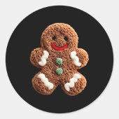 Funny Gingerbread Man Crochet Christmas Xmas Pajam Runder Aufkleber (Vorderseite)