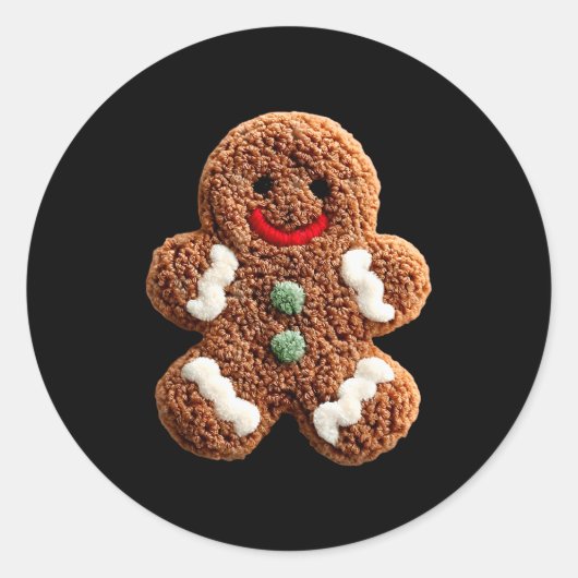 Funny Gingerbread Man Crochet Christmas Xmas Pajam Runder Aufkleber (Vorderseite)