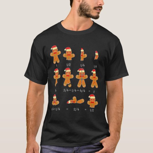 Funny Gingerbread Man Fraction Bill Christmas Math T-Shirt (Vorderseite)