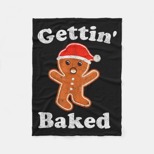 Funny Gingerbread Man Gettin Baked Cookie Baking C Fleecedecke (Vorderseite)