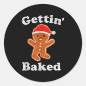 Funny Gingerbread Man Gettin Baked Cookie Baking C Runder Aufkleber (Vorderseite)
