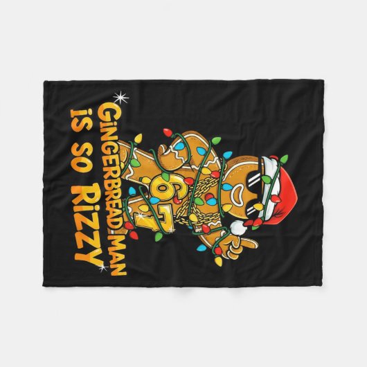 Funny Gingerbread Man Is So Rizzy Christmas Meme 6 Fleecedecke (Vorderseite (Horizontal))