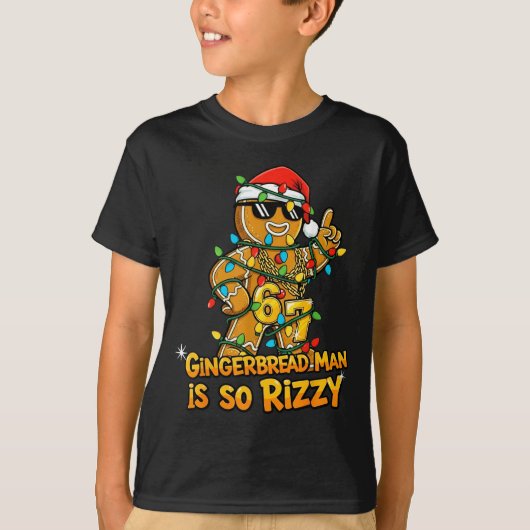Funny Gingerbread Man Is So Rizzy Christmas Meme 6 T-Shirt (Vorderseite)