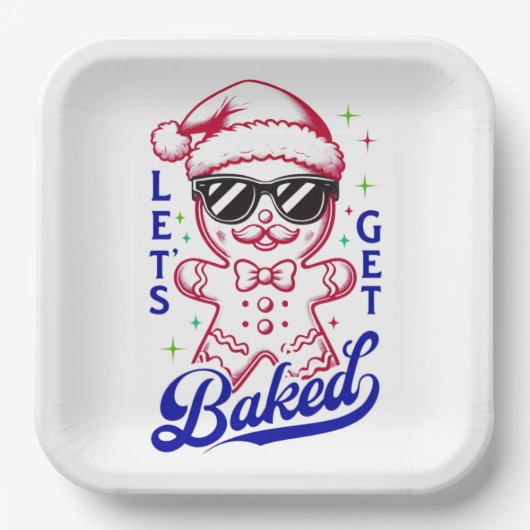 Funny Gingerbread Man - Lasst uns gebacken Pappteller (Vorderseite)