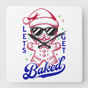 Funny Gingerbread Man - Lasst uns gebacken Quadratische Wanduhr