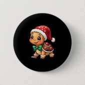 Funny Gingerbread Man Turtle Christmas Womens Mens Button (Vorderseite)
