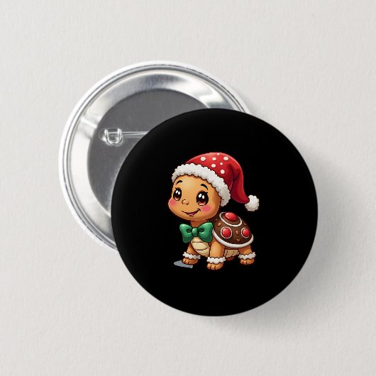 Funny Gingerbread Man Turtle Christmas Womens Mens Button (Vorne & Hinten)