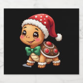 Funny Gingerbread Man Turtle Christmas Womens Mens Schaumweinetikett (Einzelnes Label)