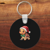 Funny Gingerbread Man Turtle Christmas Womens Mens Schlüsselanhänger (Vorderseite)