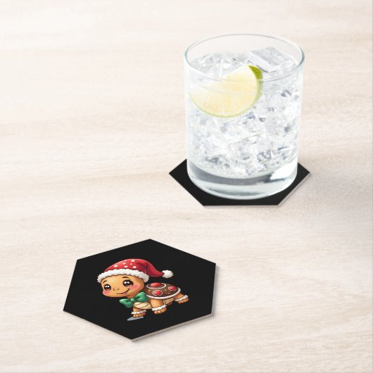 Funny Gingerbread Man Turtle Christmas Womens Mens Untersetzer (Vor Ort)