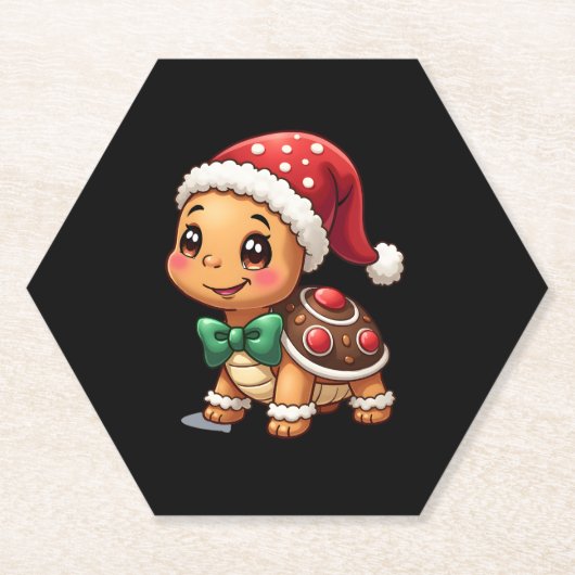 Funny Gingerbread Man Turtle Christmas Womens Mens Untersetzer (Vorderseite)