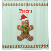 Funny Gingerbread Mann mit Weihnachtsmannmütze Duschvorhang (Vorderseite)