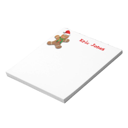 Funny Gingerbread Mann mit Weihnachtsmannmütze Notizblock (Rotiert)