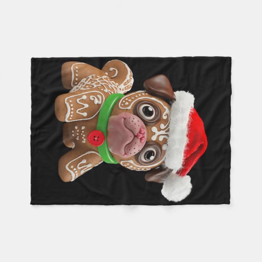 Funny Gingerbread Pug Christmas Womens Mens Kids D Fleecedecke (Vorderseite (Horizontal))
