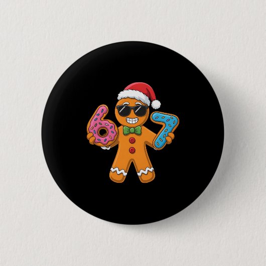 Funny Gingerbread Six Seven 67 Ice Cream Christmas Button (Vorderseite)