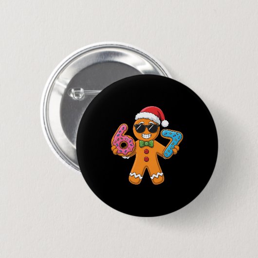 Funny Gingerbread Six Seven 67 Ice Cream Christmas Button (Vorne & Hinten)