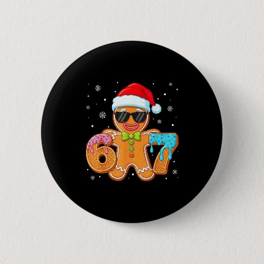 Funny Gingerbread Six Seven 67 Ice Cream Drip Chri Button (Vorderseite)