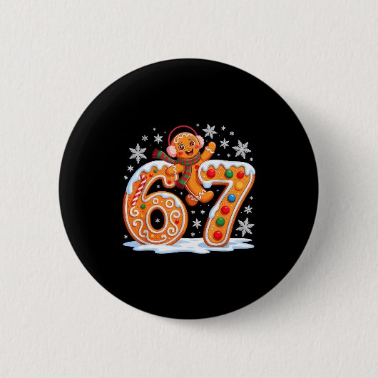 Funny Gingerbread Six Seven 67 Ice Cream Drip Chri Button (Vorderseite)
