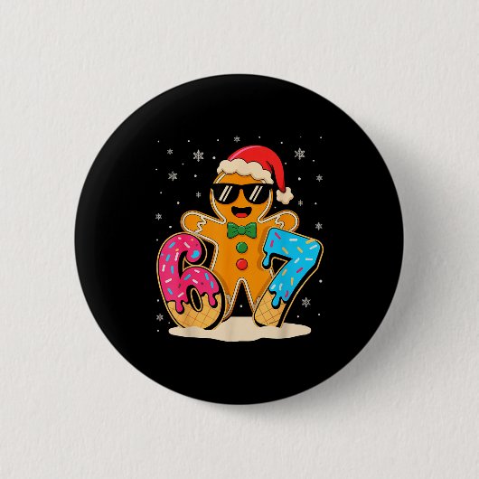 Funny Gingerbread Six Seven 67 Ice Cream Drip Chri Button (Vorderseite)